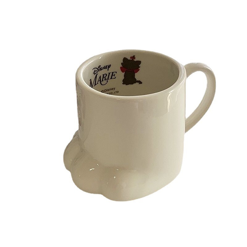 Cute White Ceramic Cat Claw Mug - 250mL Office Coffee Cup, Creative Kitchen Drinkware