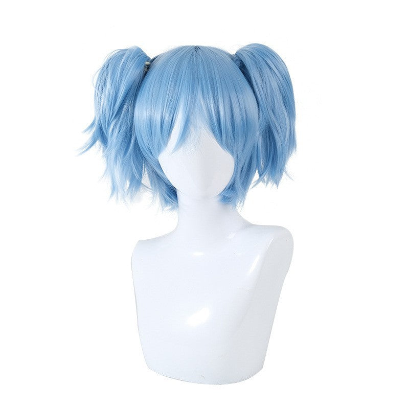 Blue Anime Wig Cosplay Side Bangs Short Human Hair Style