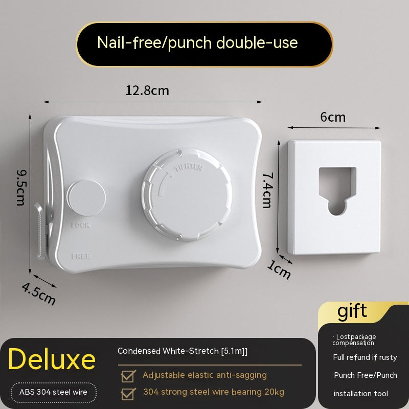 Punch-Free Toilet Clothesline Drying Rack - Wall Mount Bathroom Storage