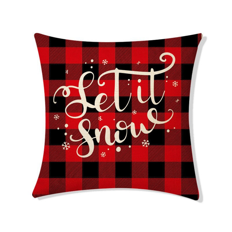 Christmas Linen Pillow Cover - Holiday Home Decor, 45x45cm, Nordic Style