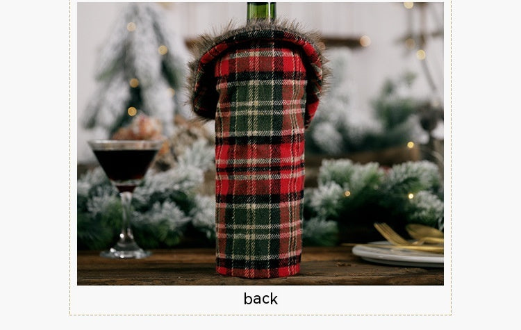 Decorative Wine Bottle Cover Tartan Stripes & Checker Plaid Skirt