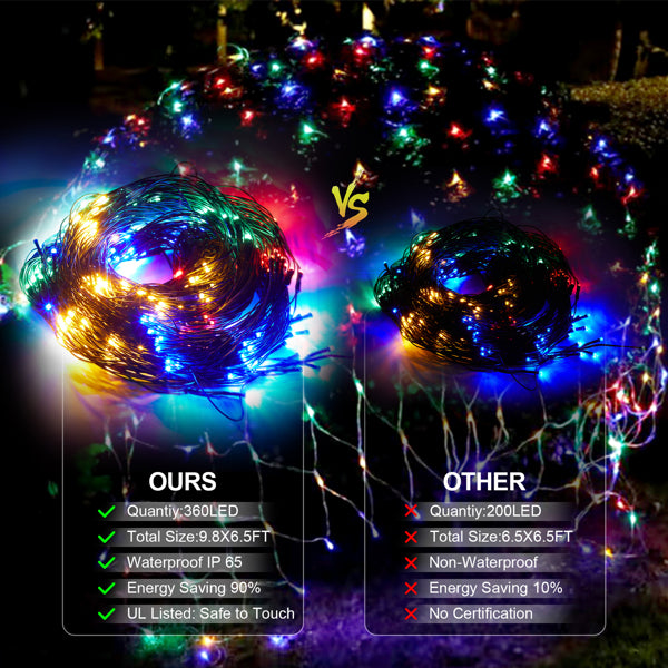 360 LED Christmas Net Lights - Indoor & Outdoor Decoration