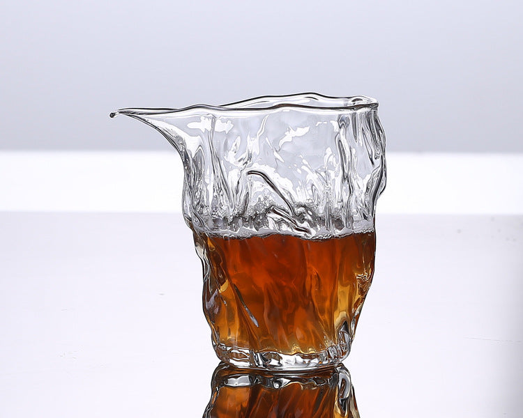 Heat-Resistant Glass Fair Cup with Hammered Grain Finish - Home & Kitchen Drinkware