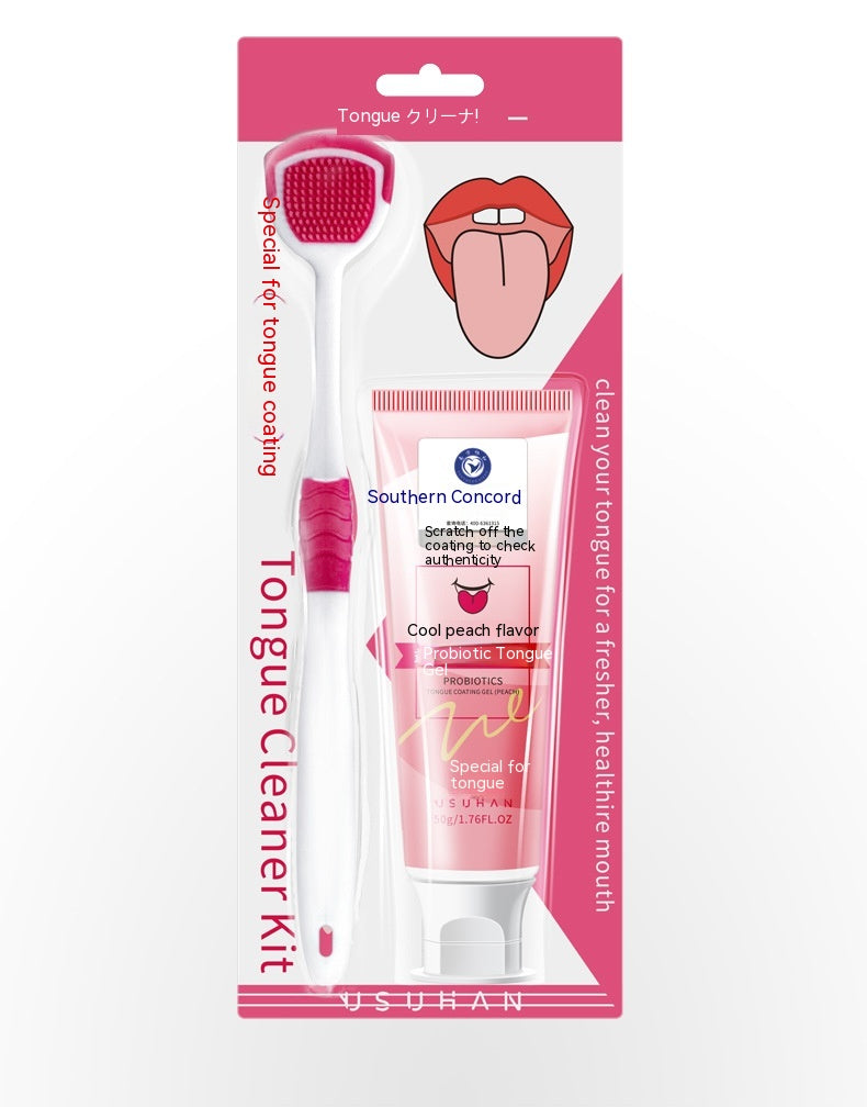 Tongue Cleaning Gel - Mint & Peach Flavors, 50g Oral Care Gel for Tongue Coating Removal