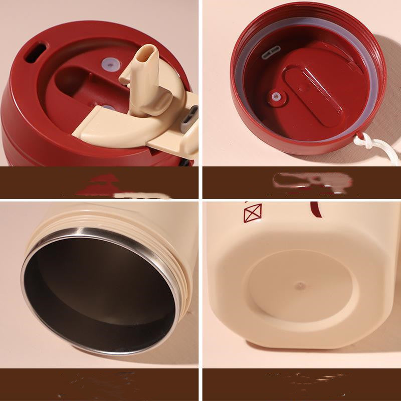 Stainless Steel Travel Mug with Straw Handle - Portable Coffee Cup 520ml-620ml