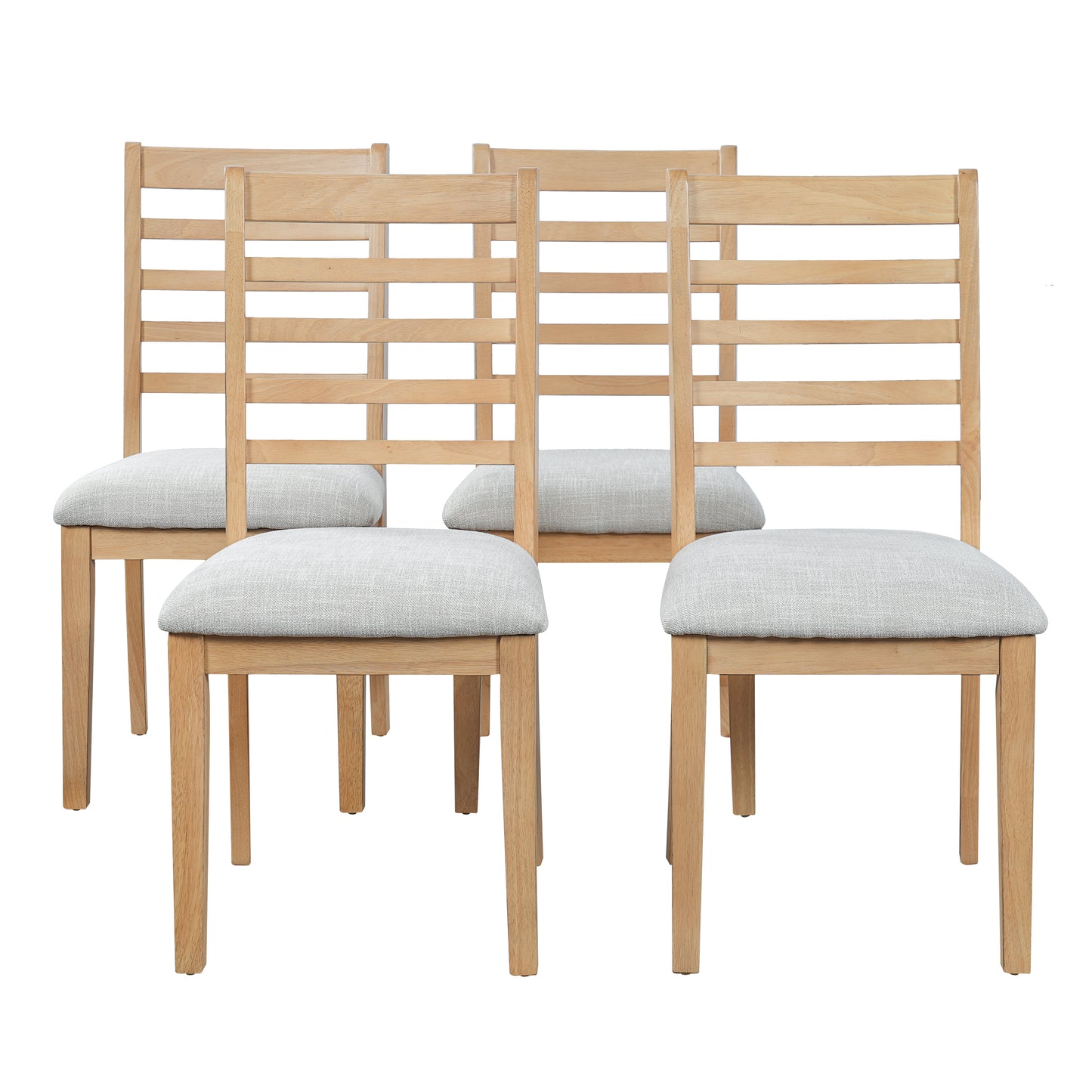 4-Piece Farmhouse Dining Chairs Set, Upholstered With High Ladder