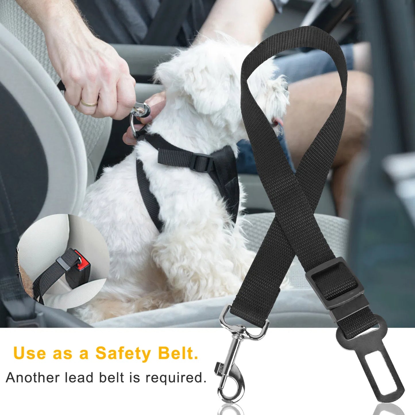 Adjustable Pet Dog Seat Belt Leash - Car Safety Harness for Cats & Dogs