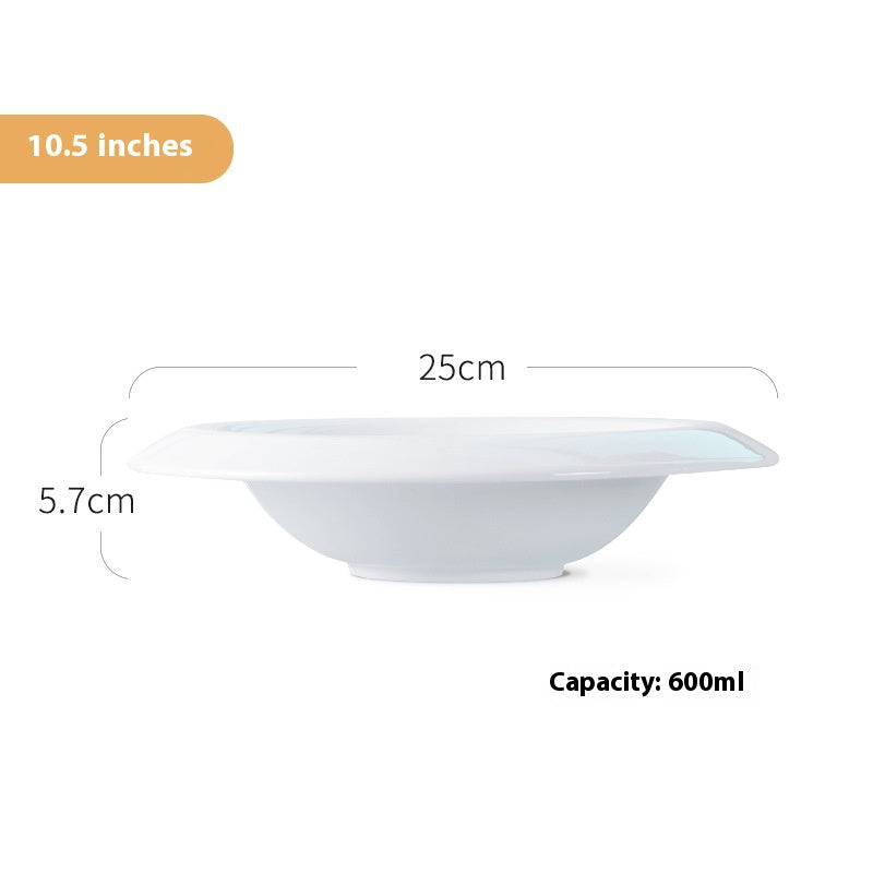 White Ceramic Soup Plate Set - 8.5 & 10.5 Inch Round Dish for Kitchen