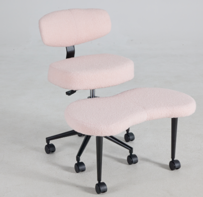Ergonomic Cross-Legged Meditation Chair - Teddy Velvet Pink
