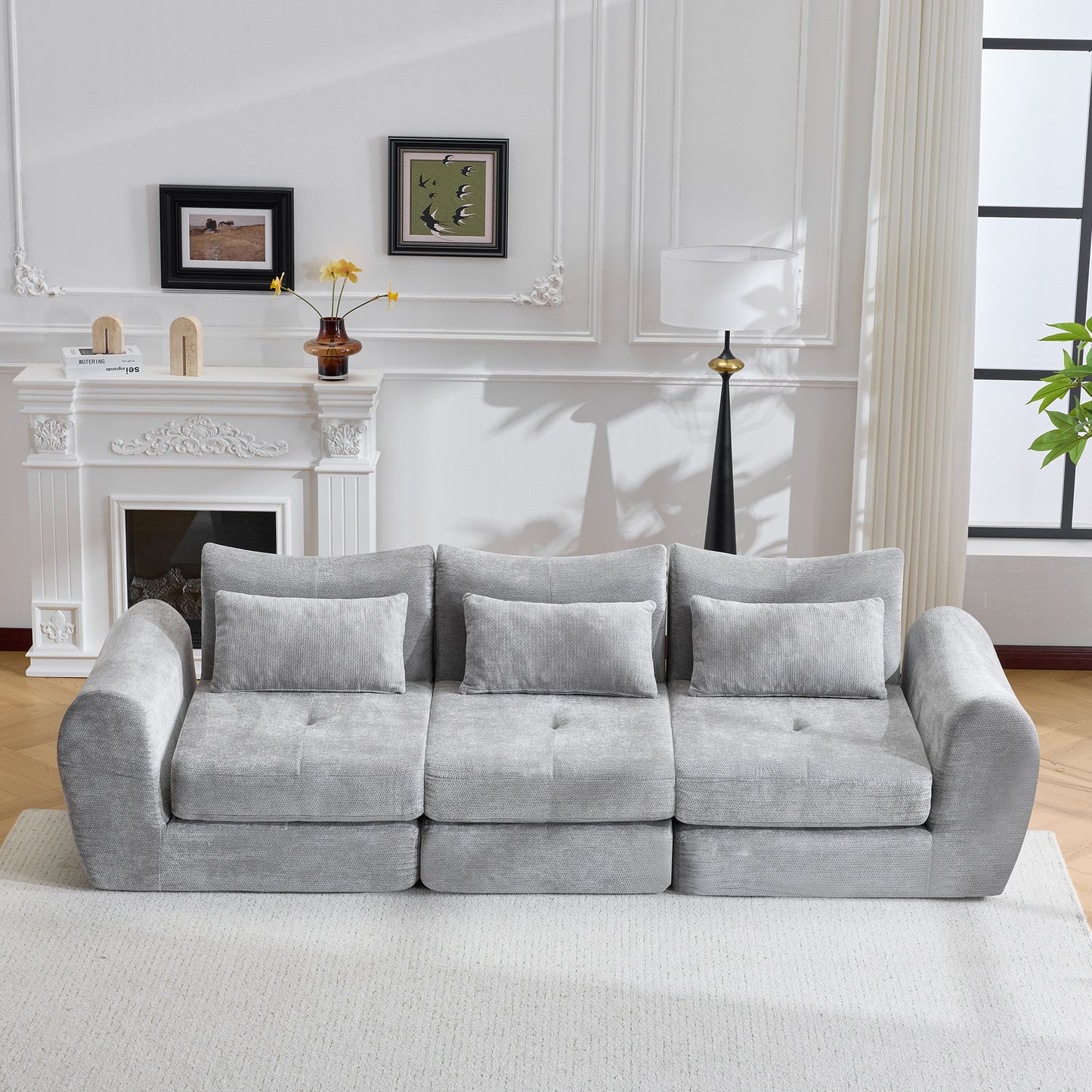 Modular Cloud Sofa Bed - Convertible Sectional Sofa in Grey