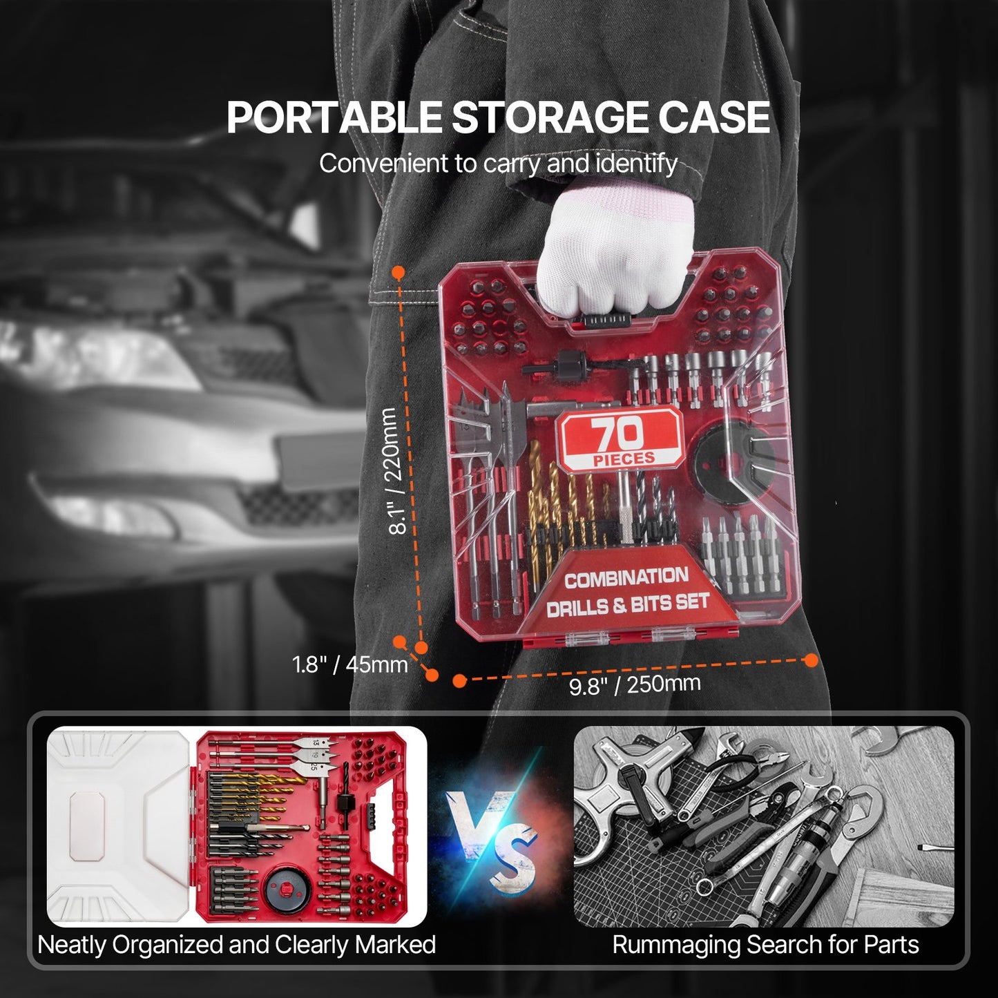 70-Piece Drill and Screwdriver Bit Set with Carrying Case - Multi-Purpose Power Tools