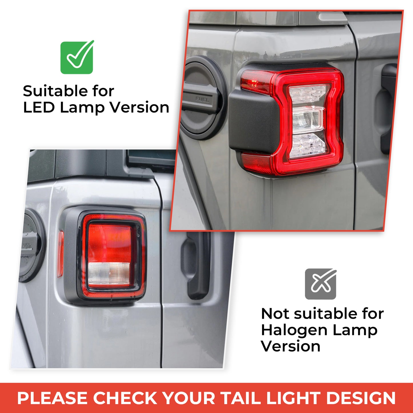 Aluminum Tail Light Cover for 2018+ Jeep Wrangler JL - Black