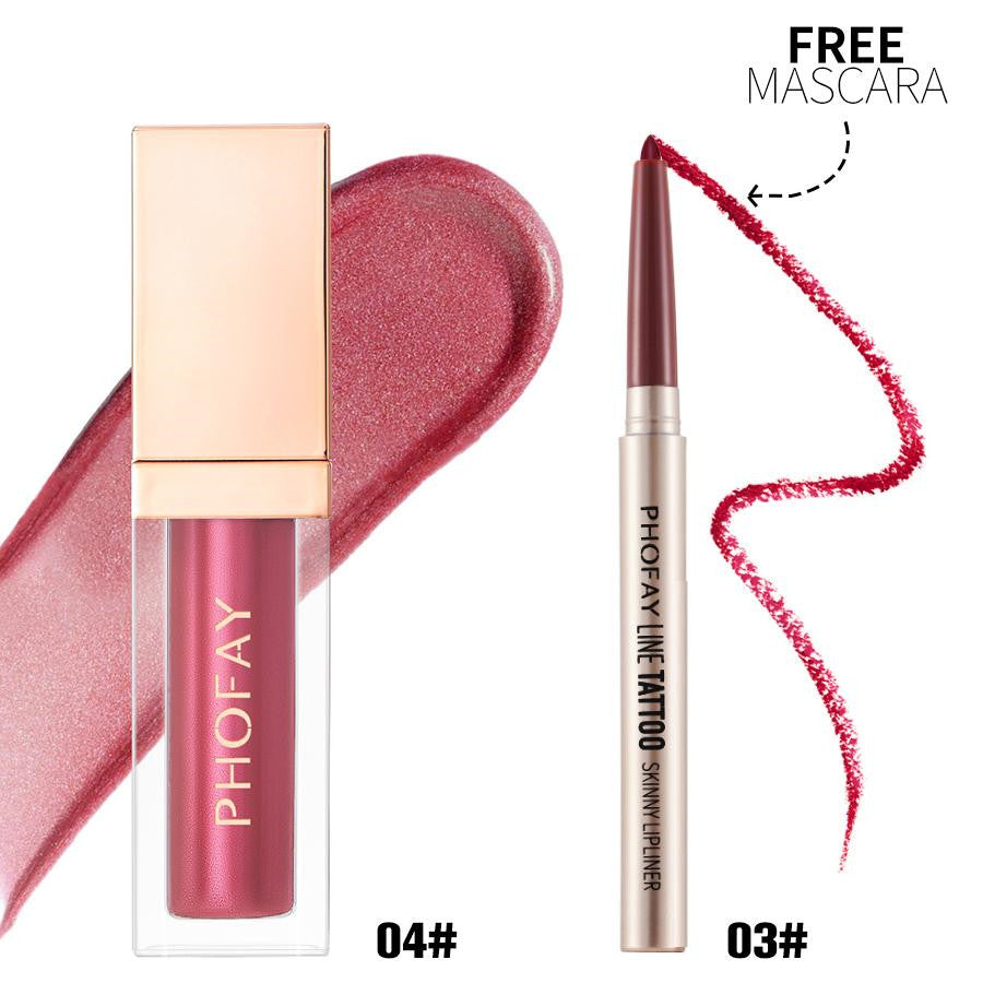 Waterproof Lip Liner and Ultra-Glossy Lip Gloss Makeup Set