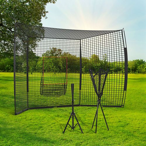 Baseball Net with Strike Zone, Tee, Caddy & Carry Bag - Black