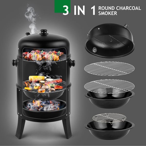 Portable Charcoal Grill Smoker - 80x41x48cm