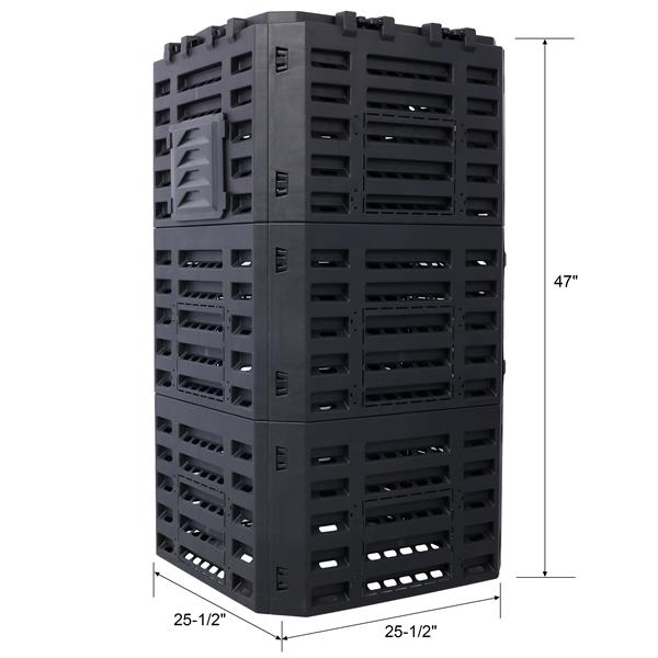 Garden Compost Bin 132 Gallons Recycled Plastic Black Outdoor Tool