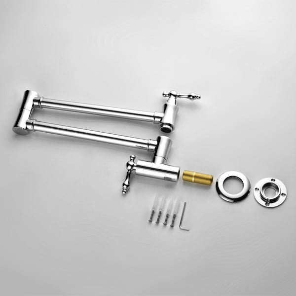 Wall Mount Pot Filler Kitchen Faucet - Chrome Finish