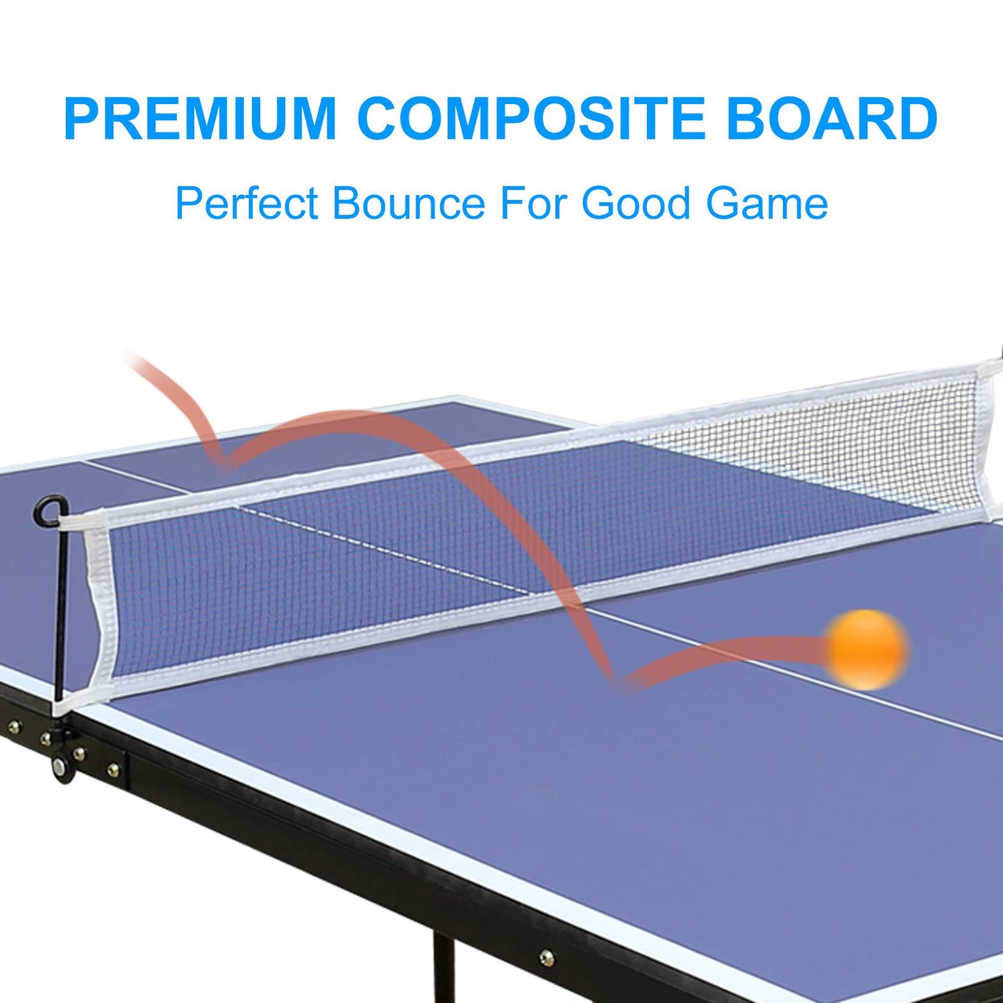 Portable Ping Pong Table Set with Net & 2 Paddles - Blue