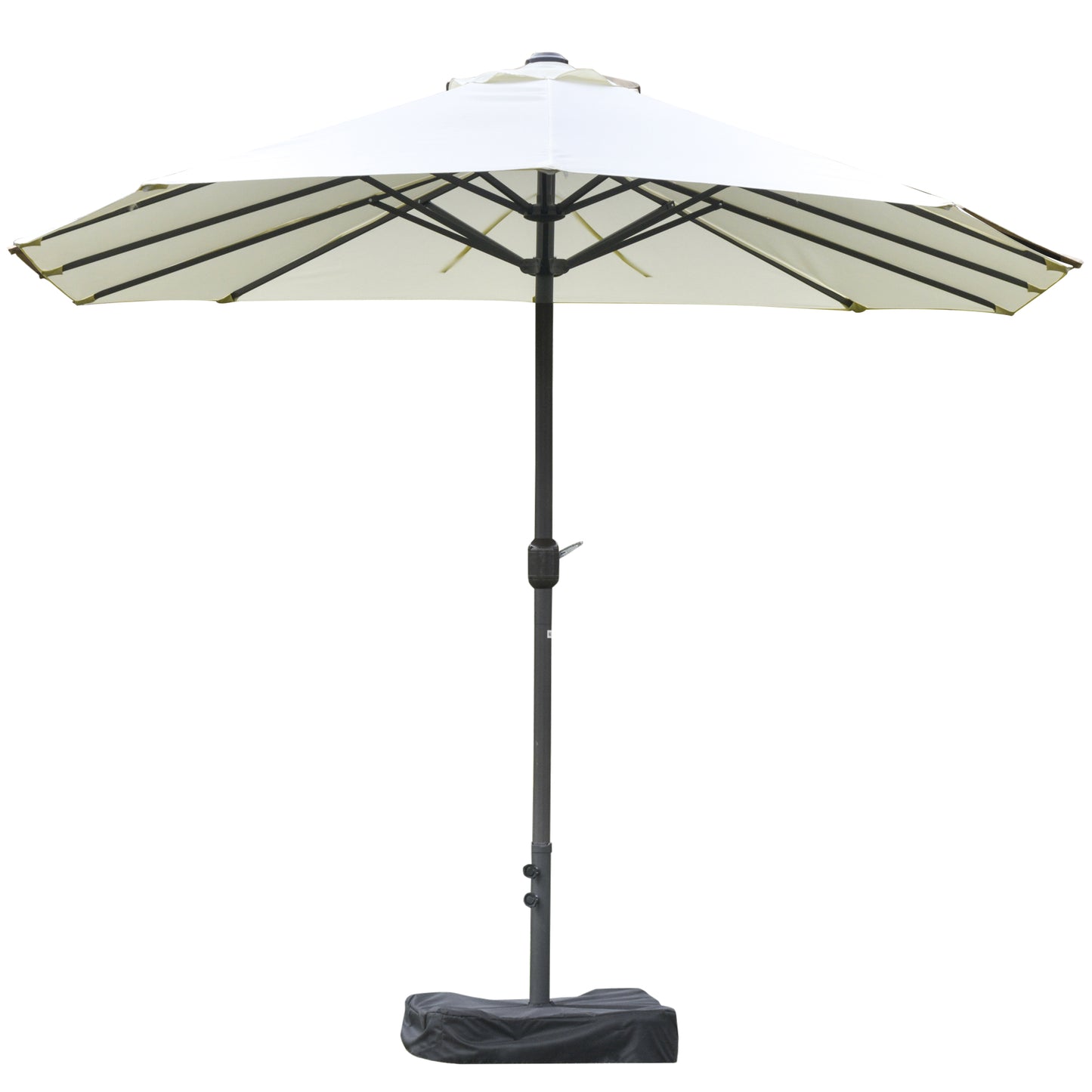 15' Double-Sided Patio Umbrella with Base - Beige