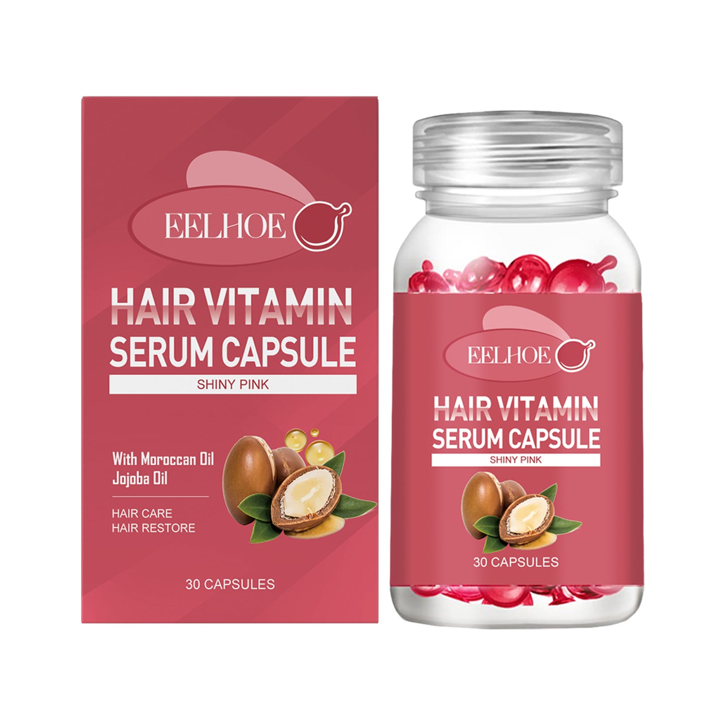 Hair Oil Care Capsules with Jojoba and Moroccan Nut Oil for Frizz Control