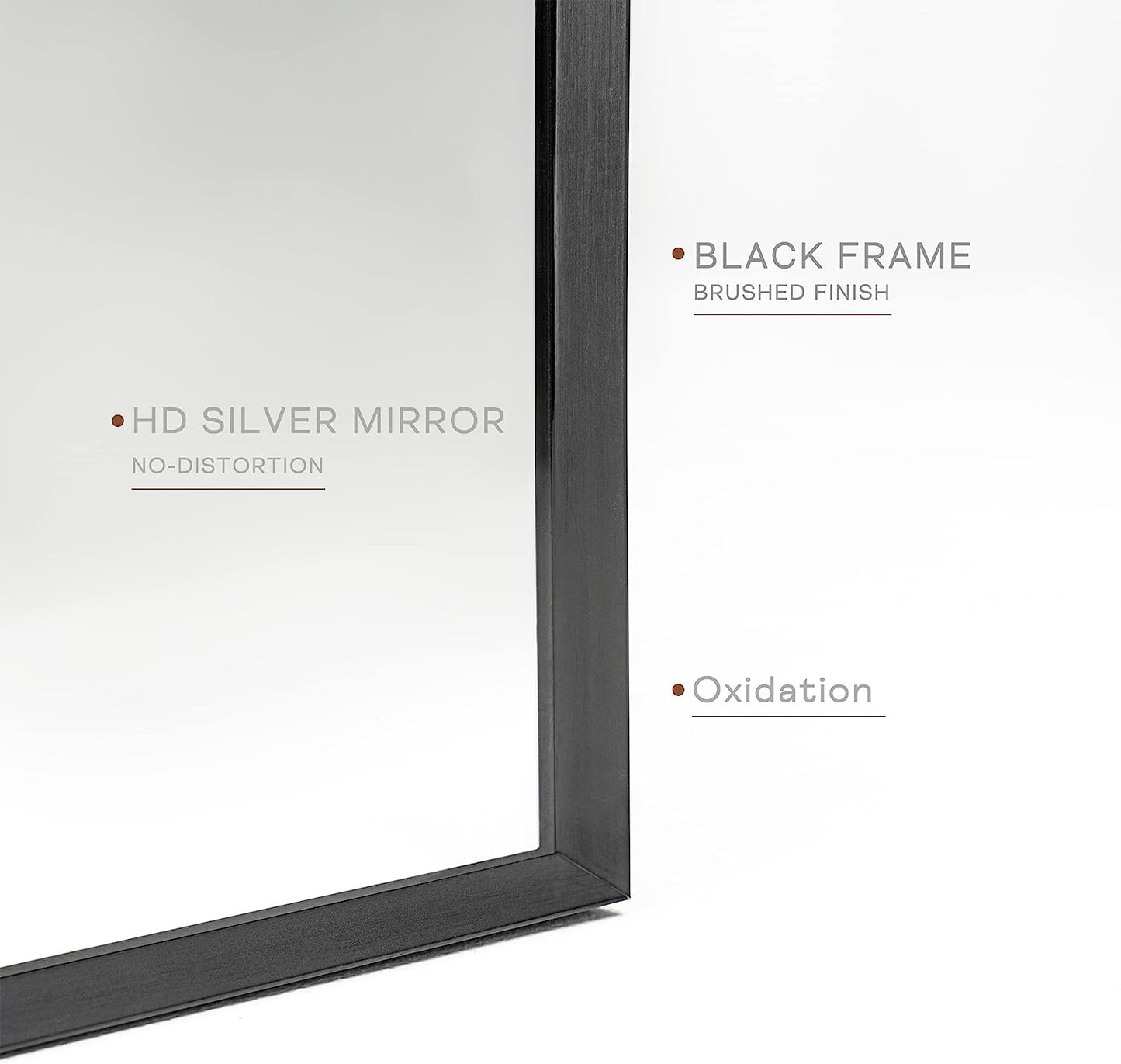 20x30 Inch Black Metal Framed Arched Bathroom Mirror