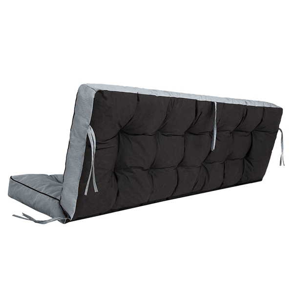 Waterproof 70-Inch Outdoor Swing Cushion with Backrest and Ties - Light Grey