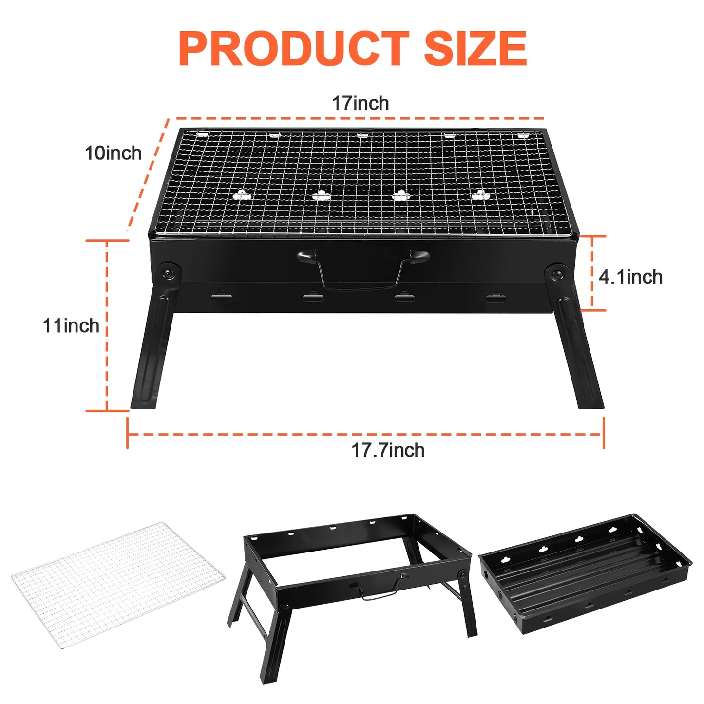 Portable Charcoal BBQ Grill - Lightweight & Foldable for Camping