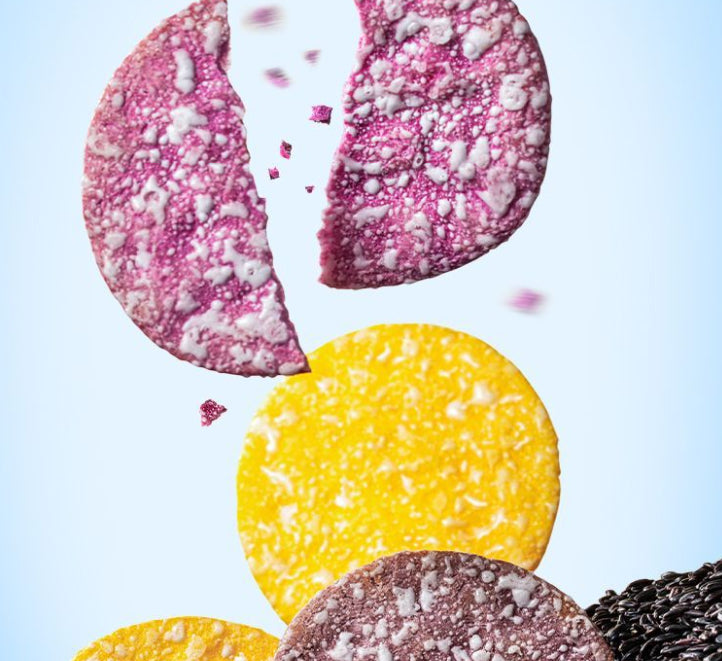 Mixed Grain Rice Cookies Snack Set - Corn, Purple Sweet Potato, Black & Pumpkin Flavors, 40 Bags
