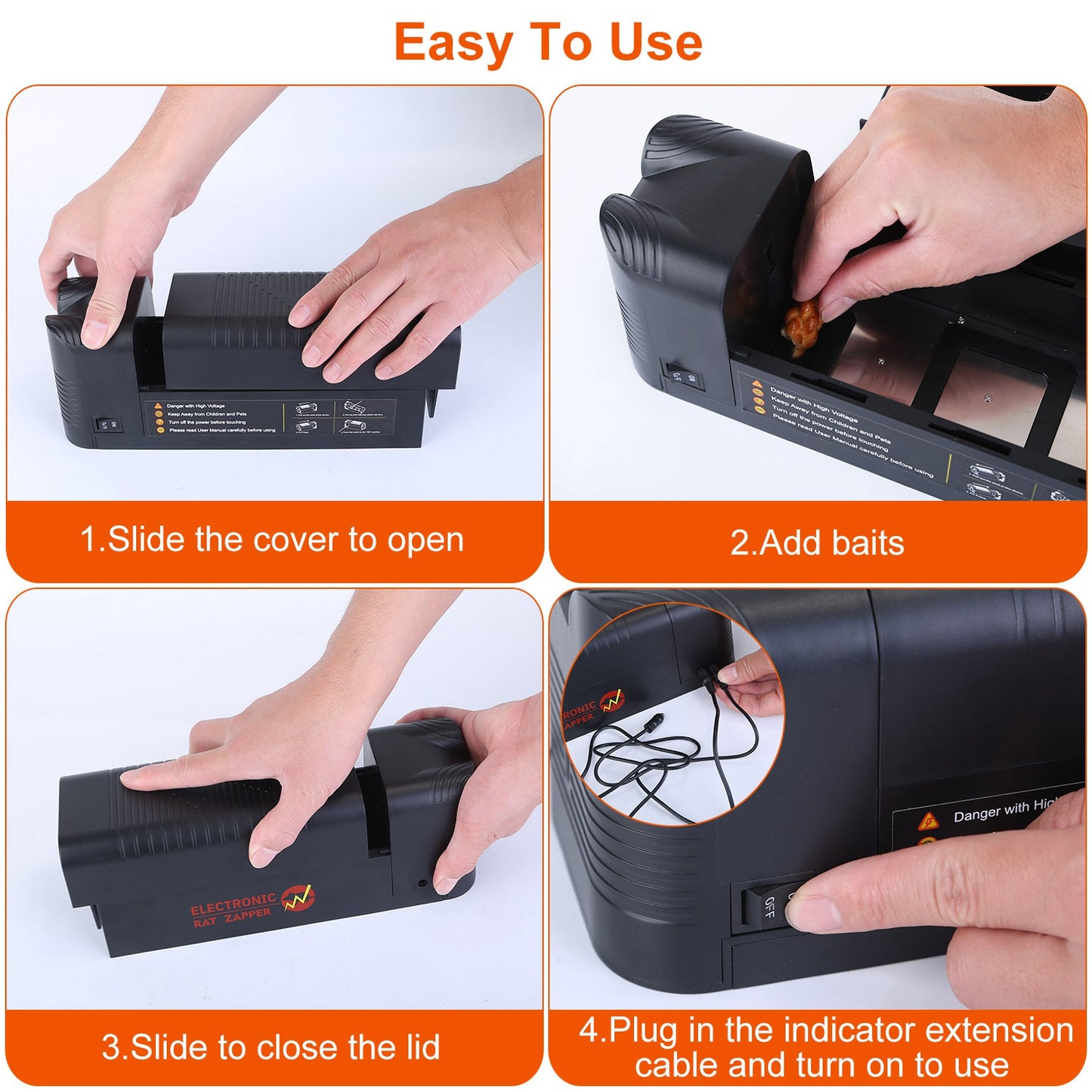 Electric Rat Trap - Rechargeable Mice Killer with 1800V Shock