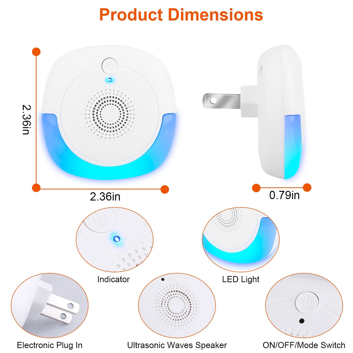 Ultrasonic Pest Repellers - 6 Pack Indoor Mouse Deterrent