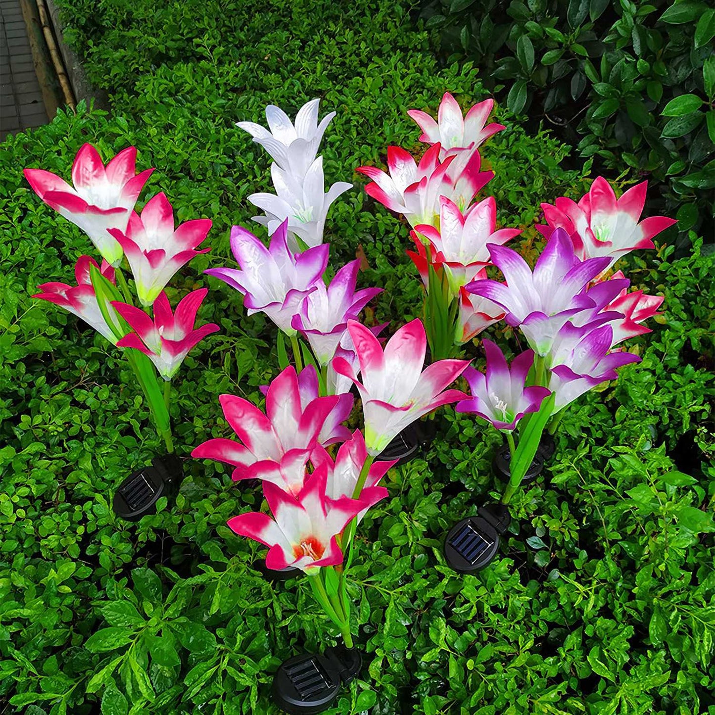 2Pcs Solar Lily Flower Pathway Lights Waterproof Outdoor Garden Decor