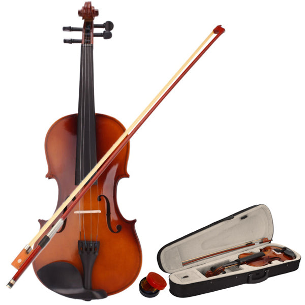 4/4 Full-Size Natural Acoustic Violin Set with Case & Bow