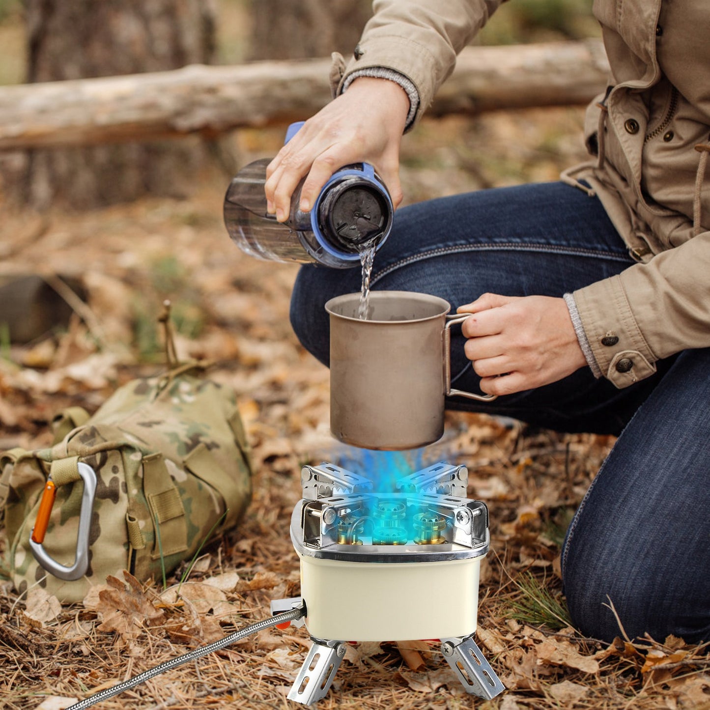13000W Portable Windproof Camping Stove with Flame Control