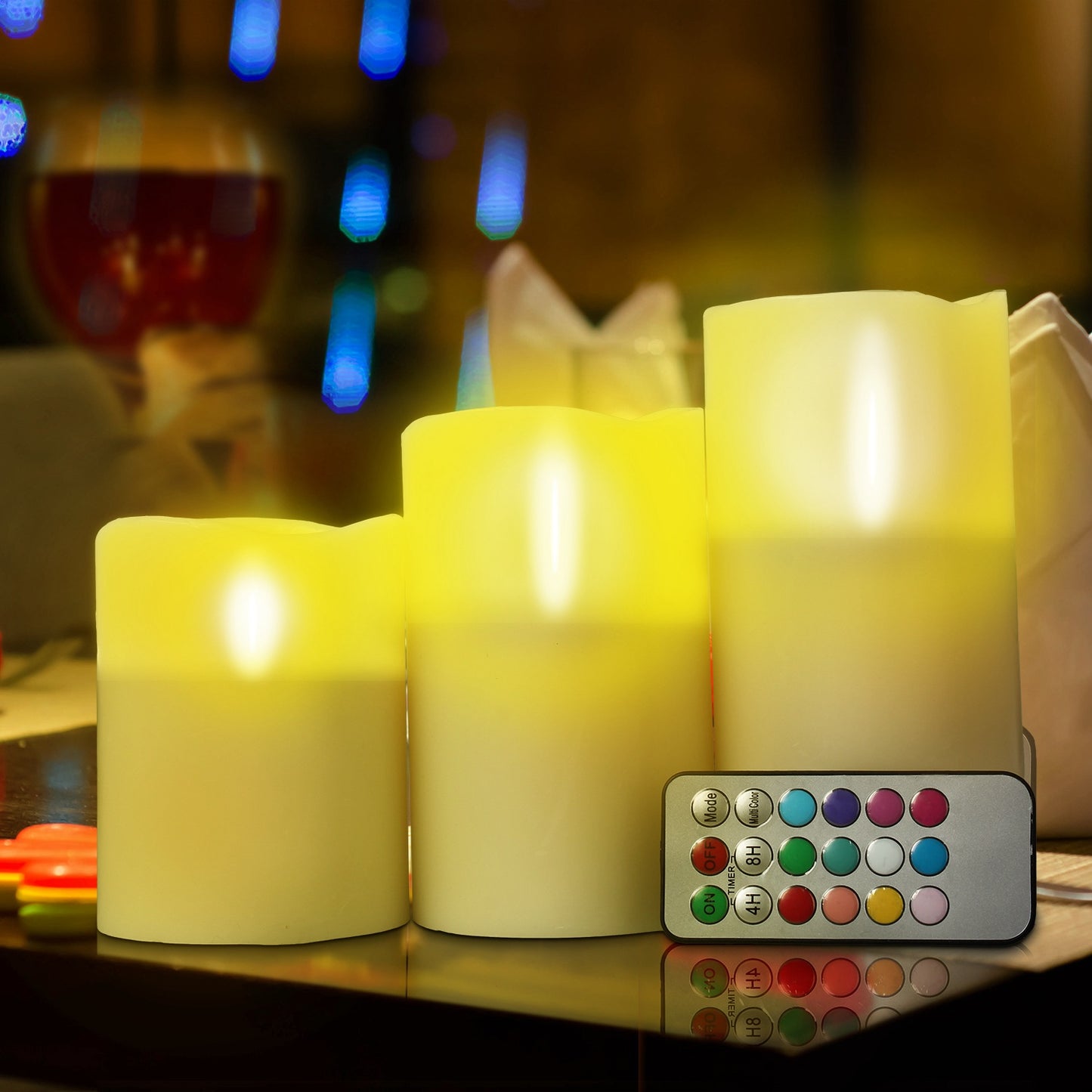 6Pc LED Flameless Candles Set with Remote Control & Timer