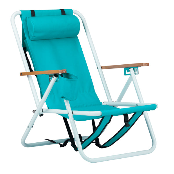 Folding Beach Chair - Mint Green with 4 Reclining Positions