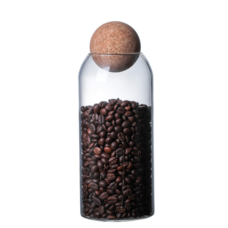 Glass Storage Jar with Cork Lid - Minimalist Dry Food Container