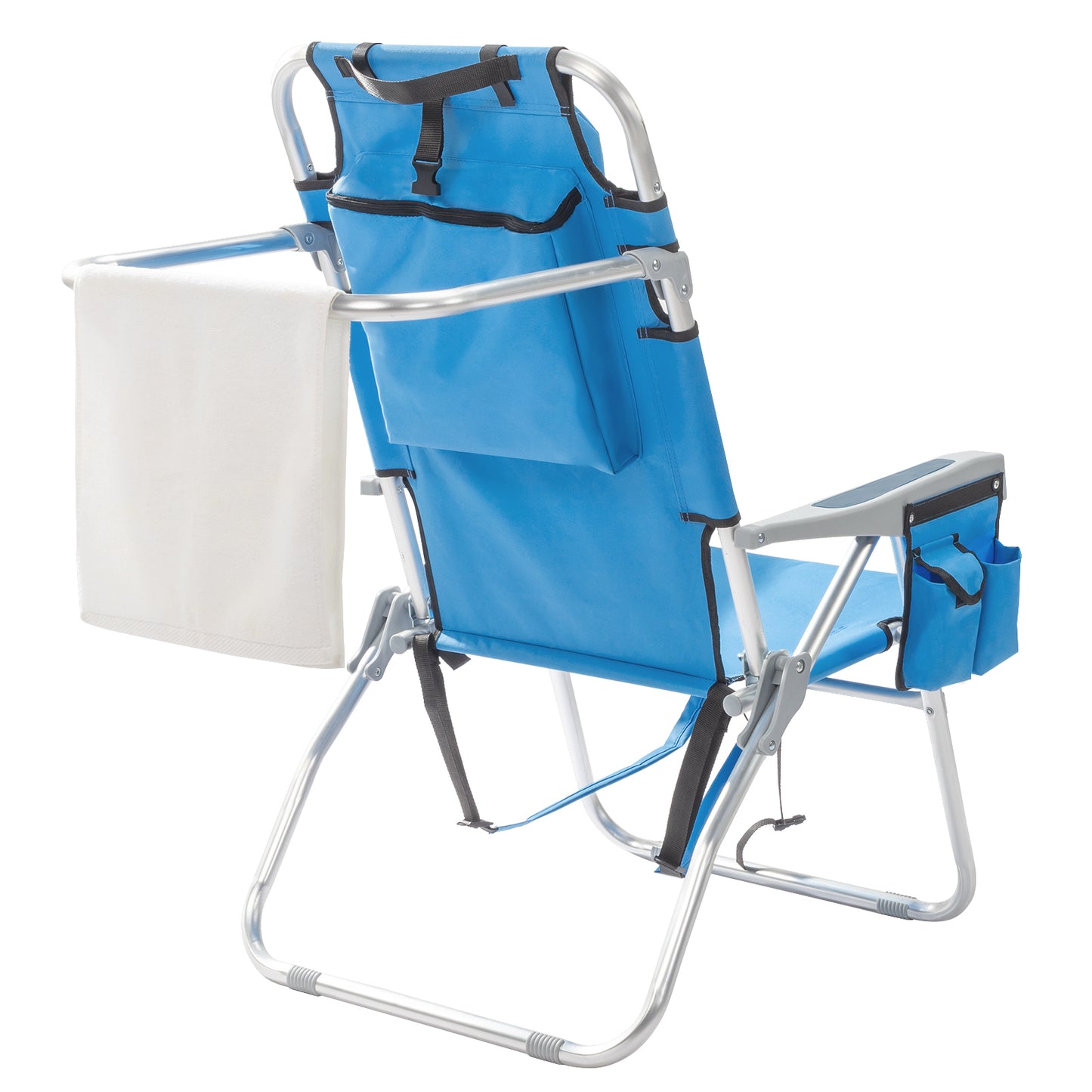 Lightweight Folding Beach Chair with Adjustable Back - Blue