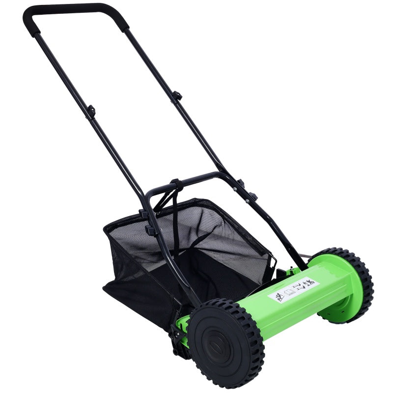 14-Inch 5-Blade Reel Lawn Mower - Manual Grass Cutter with Adjustable Height