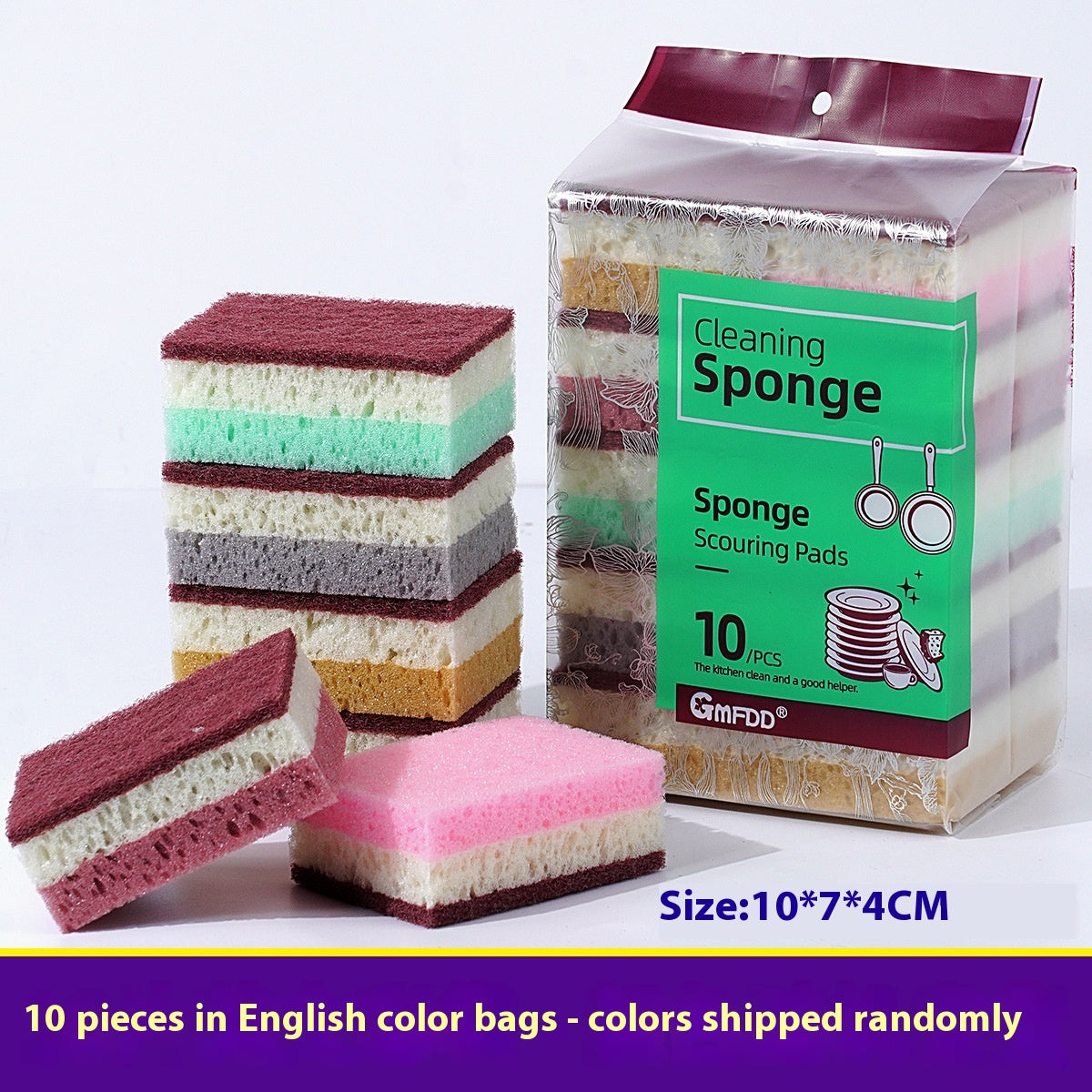 Multi-Color Foam Sponge Mop Brush Set for Kitchen Cleaning - 3/5/10 Pieces