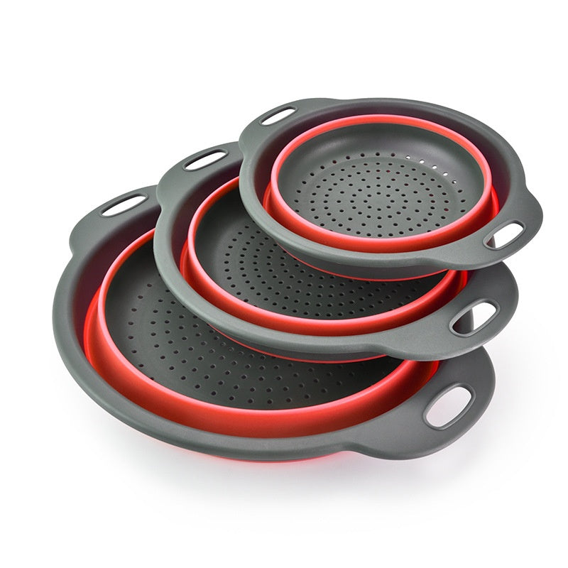 3-Piece Collapsible Drain Basket Set - Multi-Functional Plastic Storage