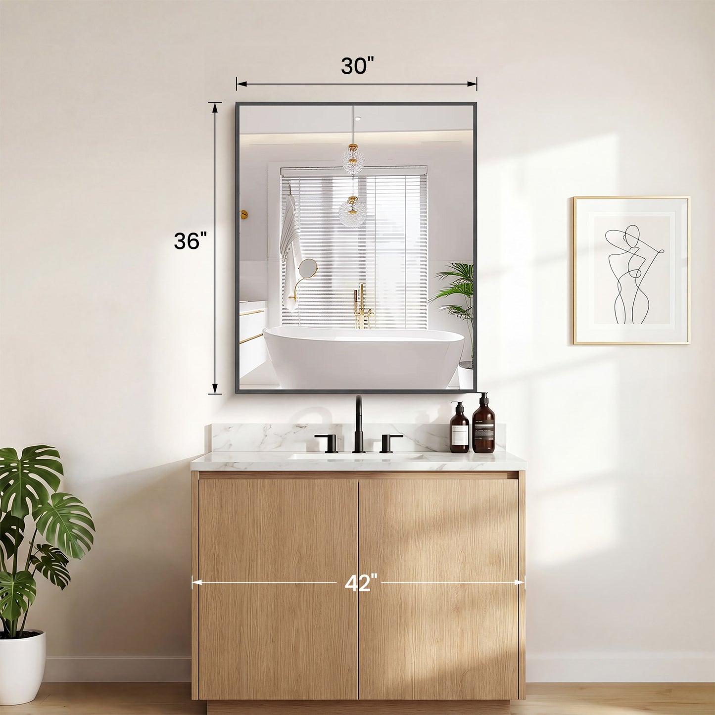 Above The Countertop, There Is A Rectangular Wall-mounted Bathroom