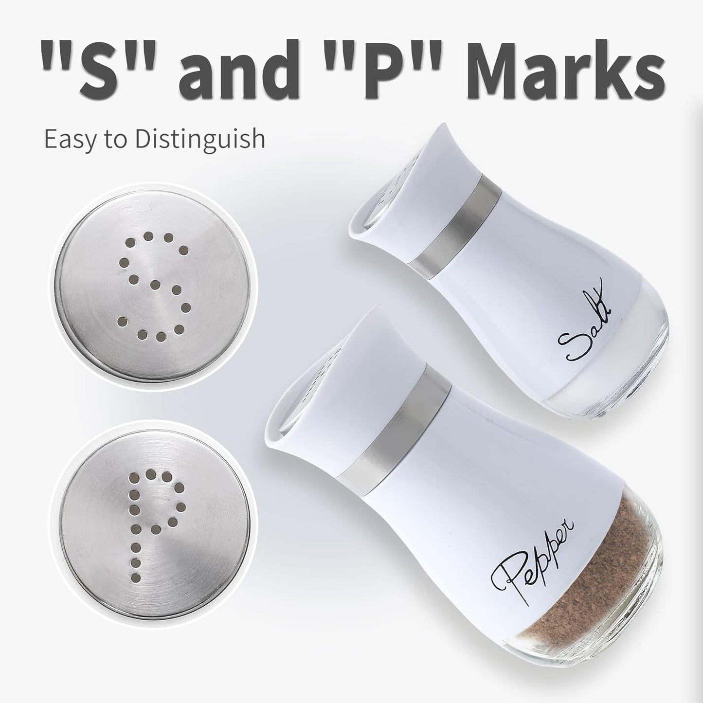 Salt and Pepper Shakers Set - 4 Oz Glass Bottom Spice Dispensers