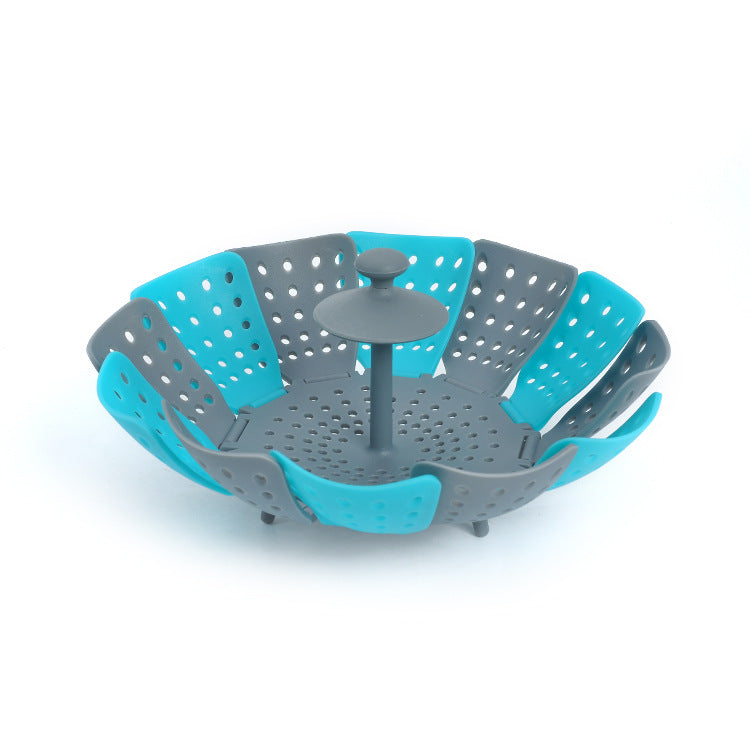 Foldable Plastic Fruit Basket with Handle for Kitchen Storage