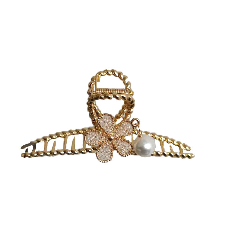 Clover Crystal Flower Hairpin - Gold