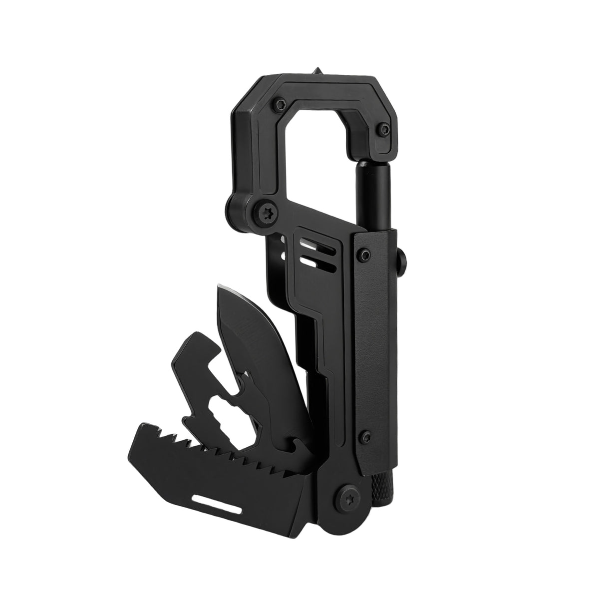 Multi-Functional Carabiner Knife with LED Light for Outdoor Survival - Black