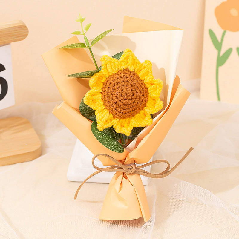 Mini Sunflower Hand-Woven Bouquet - 15x13cm Gift