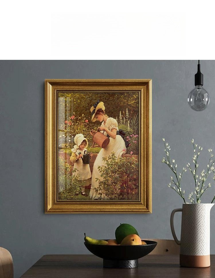 European American Style Decorative Oil Painting with Gold Frame - Landscape or Character