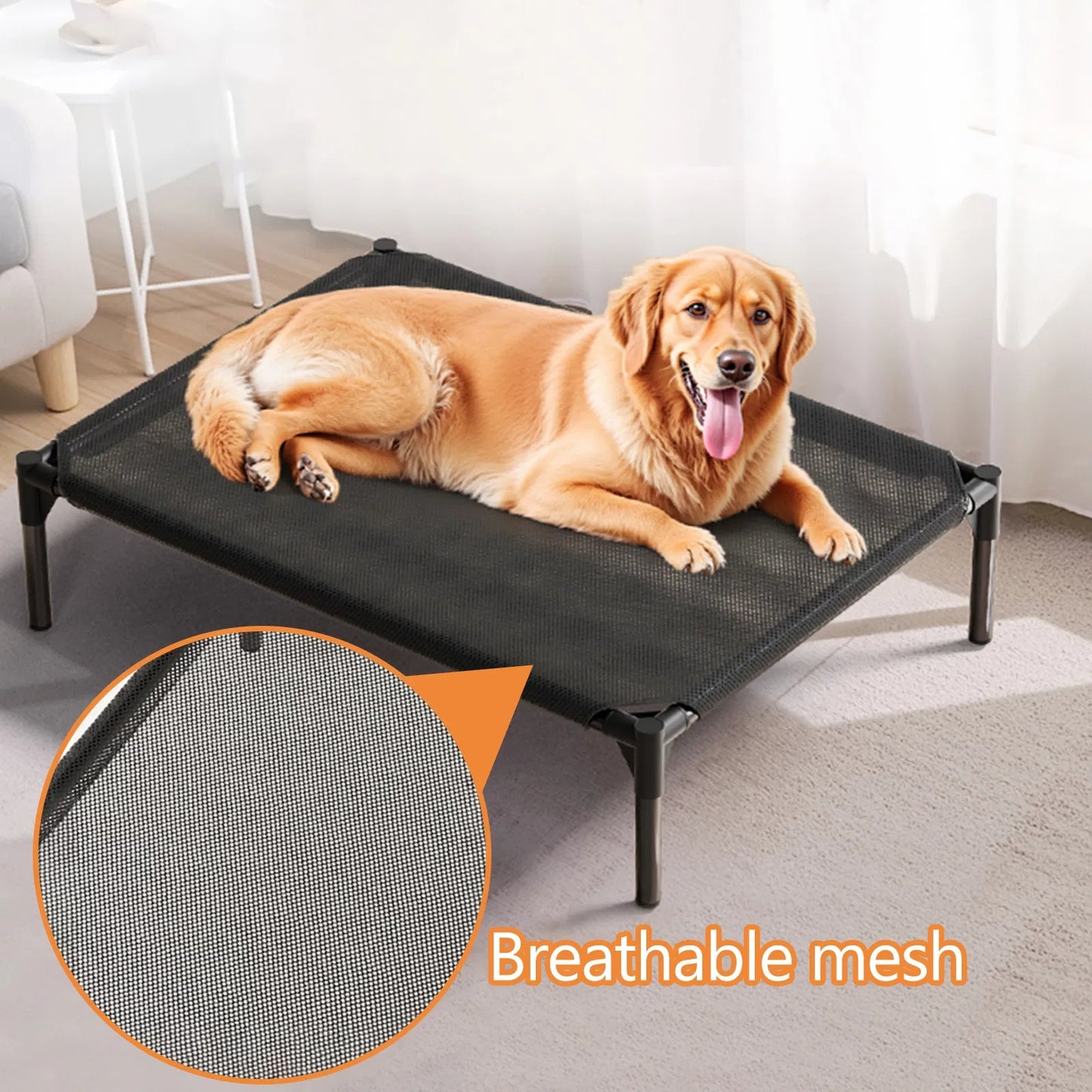 Elevated Breathable Mesh Pet Bed for Indoor & Outdoor Use - Small to XL Sizes