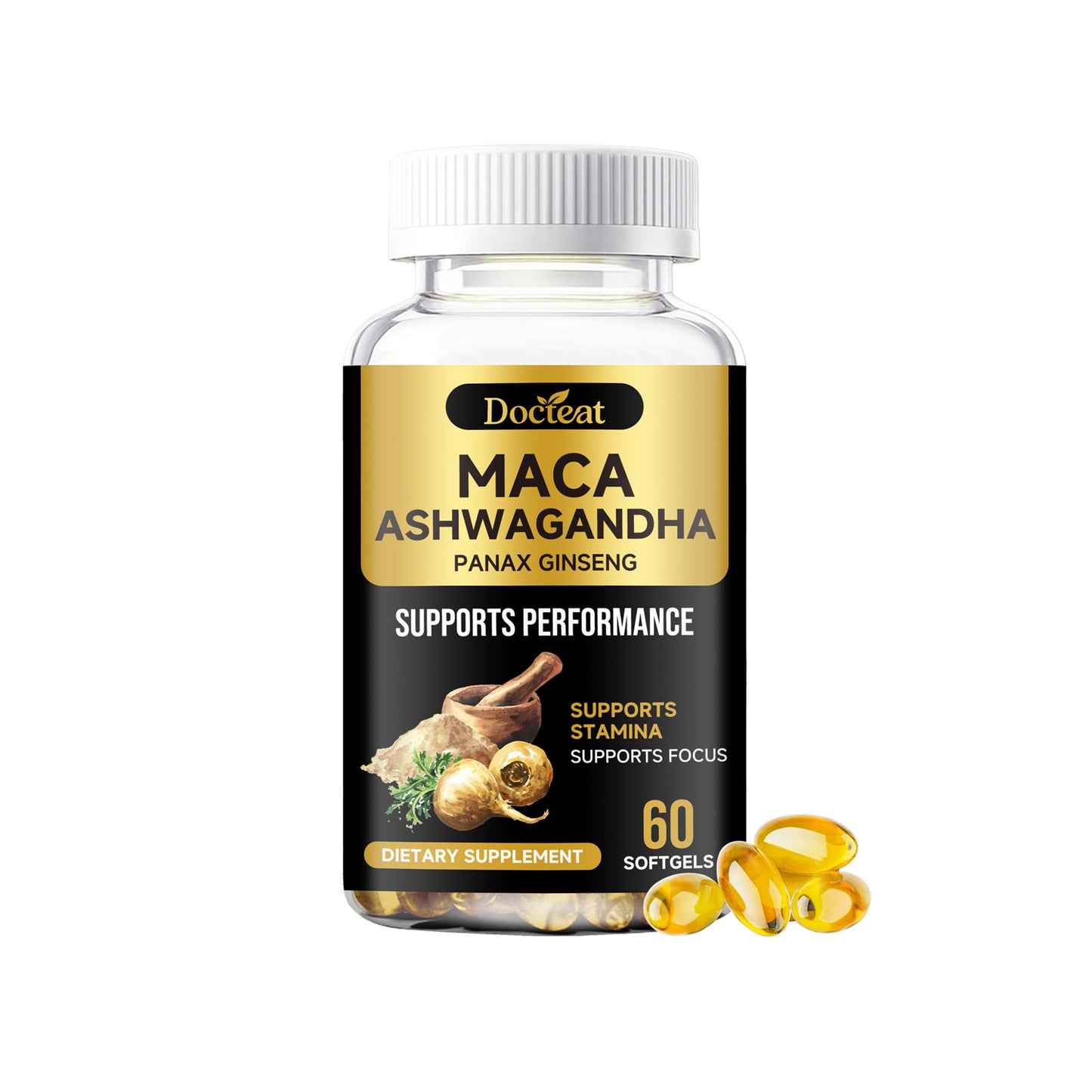 Vitamin C B6 Iron Calcium Maca Ginseng Dietary Supplement 60 Softgels