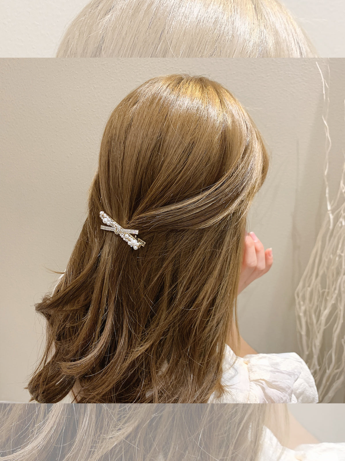 Girls Heart Pearl Diamond Side Clip Hair Accessory - Hairpin